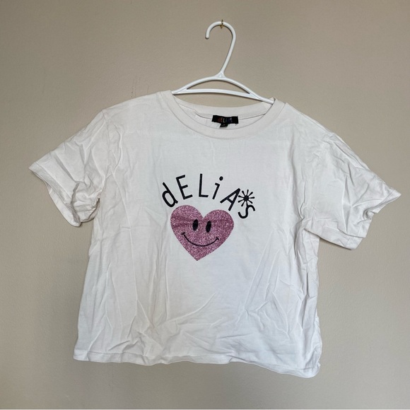 Retro 90s Dolls Kill Delia*s cropped tee with glitter details. Size US Large. - Picture 2 of 5